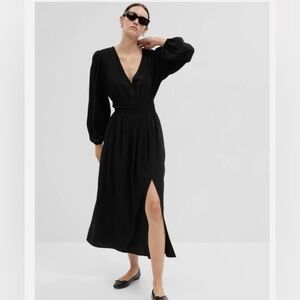 GAP Black Smocked V-Neck Maxi Dress XXL